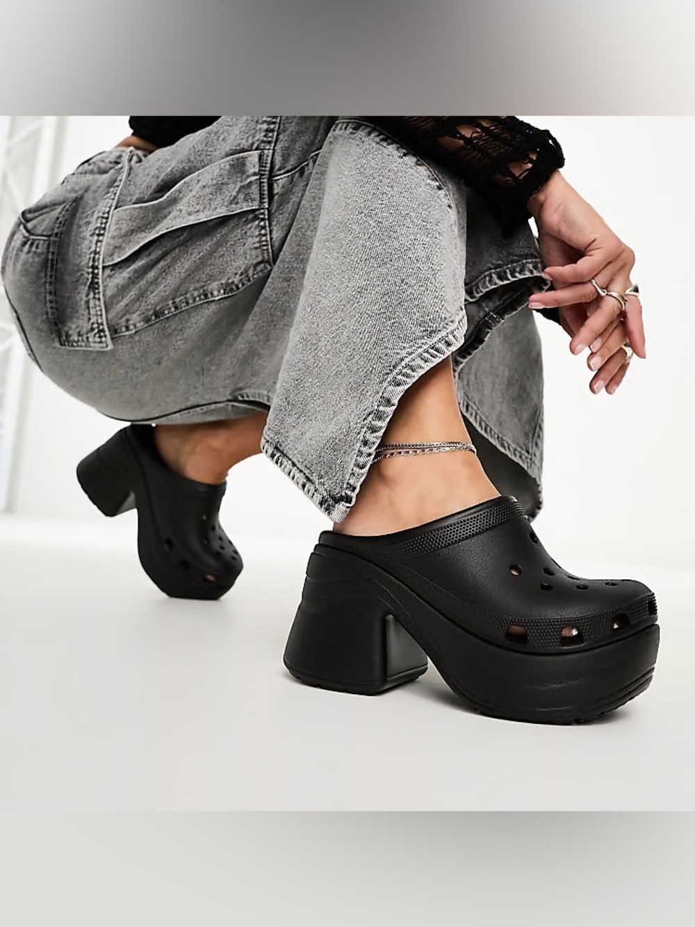 crocs siren platform clog black size 7